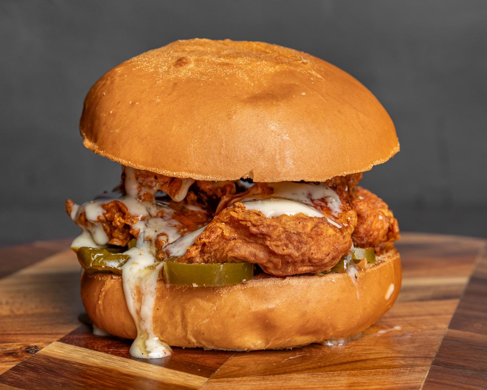 Jalapeno cheese fried chicken sando